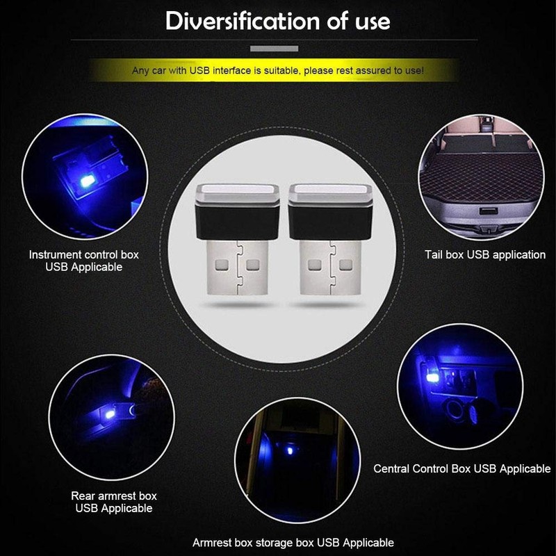 6 Pcs Mini USB Light, USB Atmosphere Light, Car USB