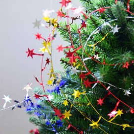 Neo LOONS 25 Ft Star Garland Tinsel Star Brace Wire Garland for Christmas Tree Decor Ornaments Party Accessory Decorations, 3 Pack (Green)