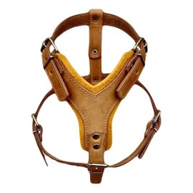 Pechera Ajustable Grande De Cuero C/fieltro