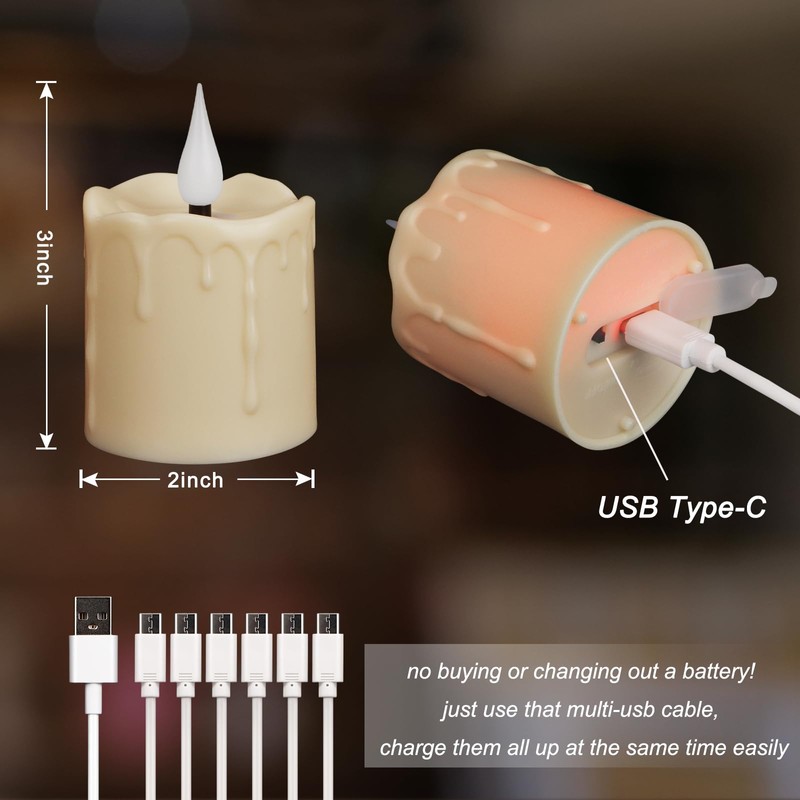 FREEPOWER Rechargeable Flameless LED Votive Candles with Timer Remote -