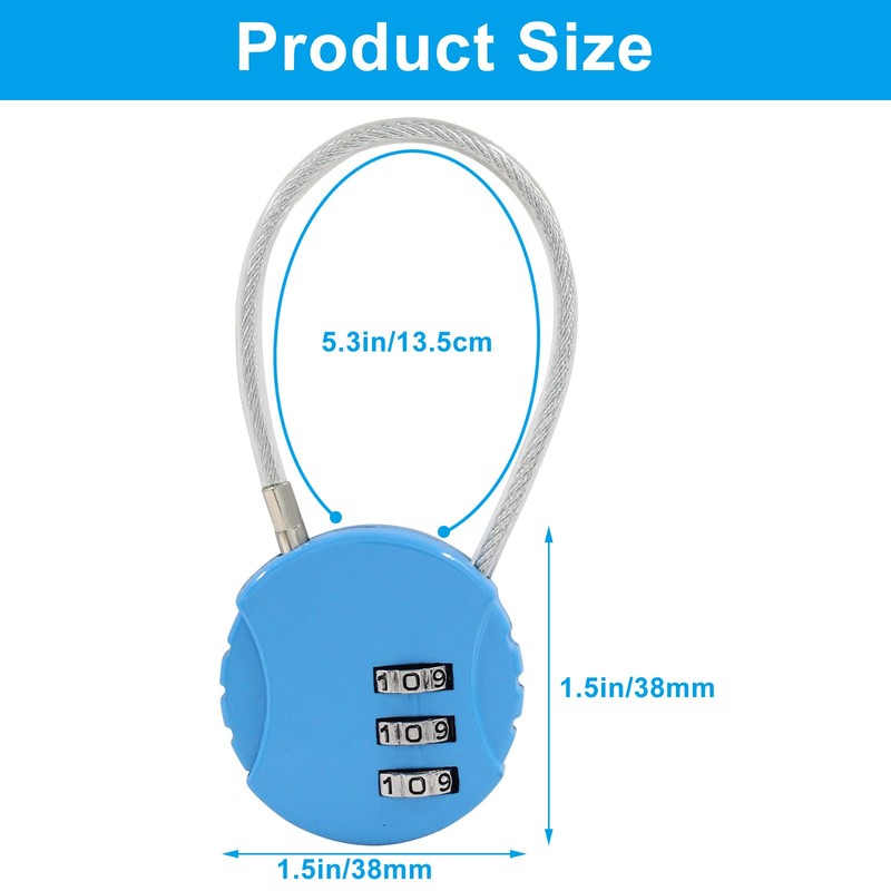 6 Pcs Wire Rope Lock, Mini Combination Lock, Wire Rope