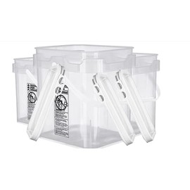 House Naturals 4 Gallon Food Grade Plastic Square clear bucket pail with lid container (Pack of 3) Made in USA- BPA Free