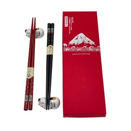 Sushi Chopsticks Set Cat 2 Pairs Including Ceramic Mat Cat Premium Wood Sustainable Japanese Chinese Korean Taiwanese