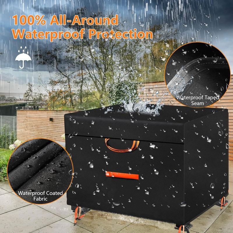 JZAHYUK Fire Pit Cover Square 36"x36"x24", 600D Heavy Duty Oxford
