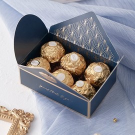 POTTIIS 20Pcs Candy Box Cookie Gift Boxes，Romantic Wedding Favors Cute Chocolate Box for Wedding Bridal Birthday Party Supplies - Blue