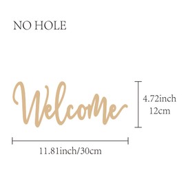 CREATCABIN Welcome Sign Wooden Wall Decor Art Cutout Laser Cut Unfinished Letters Word Decorative DIY for Home Apartment Kitchen Front Door Party Farmhouse Porch Decoration 12 x 4.7 Inch,Burlywood