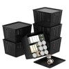 Morcte 6-Pack Black Stackable Plastic Storage Baskets with Lids
