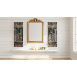 Rustic Revival | Rustic Shutters Made from 100% Reclaimed Weathered Wood – Set of 2 – Farmhouse Barnwood Style Wall Decor – Real Wood Handmade in The USA (11"x30")