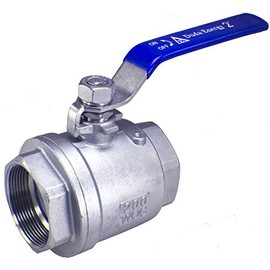 Duda Diesel Duda Energy 2PCBV-WOG200-F200 Full Port Ball Valve, 2" NPT, 2 Piece, 304 Stainless Steel with Blue Vinyl Handle, 2"