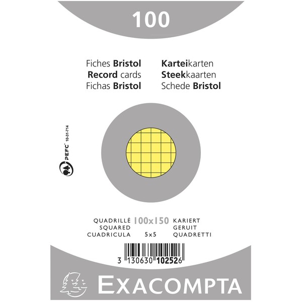 Exacompta Checked Index Cards for Printing, 100 x 150 mm,