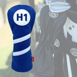 Madson Golf Cart Magnet Headcovers - Club Covers for Golf Clubs, with Rubber Magnet for Secure Positioning & Quick Access, Magnetic Golf Accessories, Golf Cart Accessories (H1 Hybrid - Blue and White)