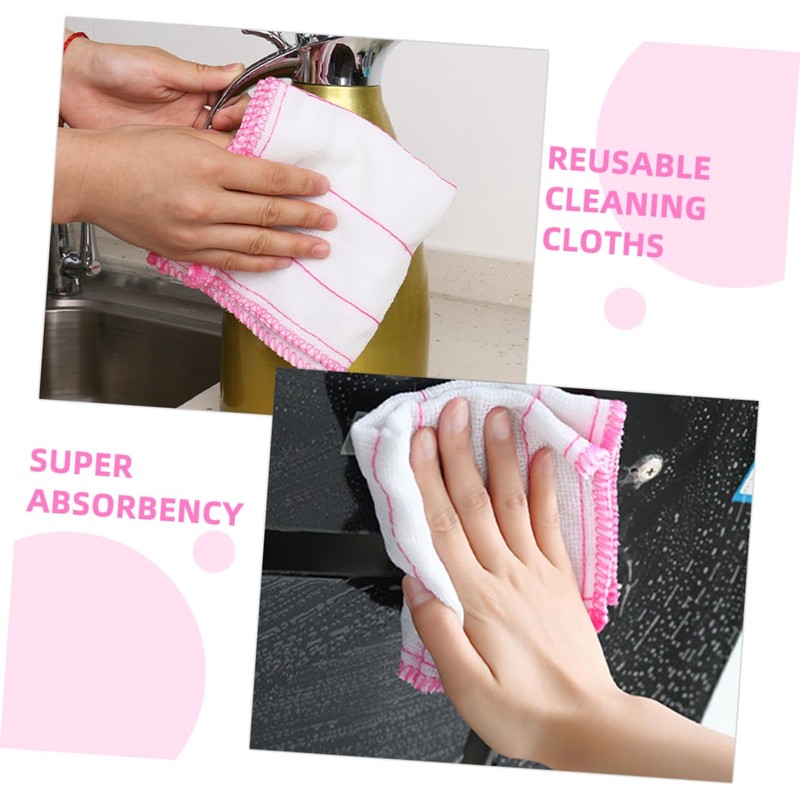 CHILDWEET 10 Pcs Reusable Kitchen Dish Towels Ultra Absorbent Gauze