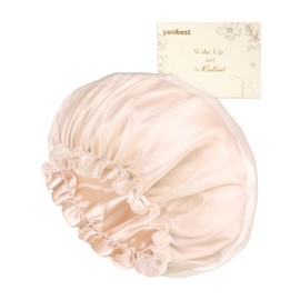 YANIBEST Breathable Butter-Satin Lined Bonnet, Silk Hair Bonnet for Sleeping Women, Night Cap for Curly Fine Straight Hair, Beige