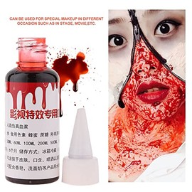 ZJchao Sangre Falsa Profesional, 30 ml - Sangre Fake Lavable y Realista para Halloween Maquillaje Fantasía Zombi, Ideal para Piel y Ropa