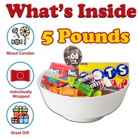 Assorted Candy Variety Pack, 5 LB Individually Wrapped Bulk Mix, Licorice Twists and Tootsee Roll Party Candy Assortment, Snack Size Canndy for Kids, Birthdays, Party Favors, Stocking Stuffers, Pinata Mix