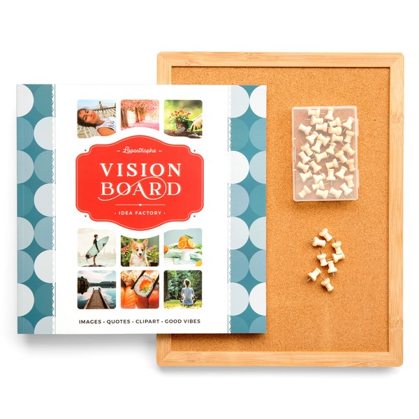 3-in-1 Vision Board Kit - Clip Art Book, Cork Board,