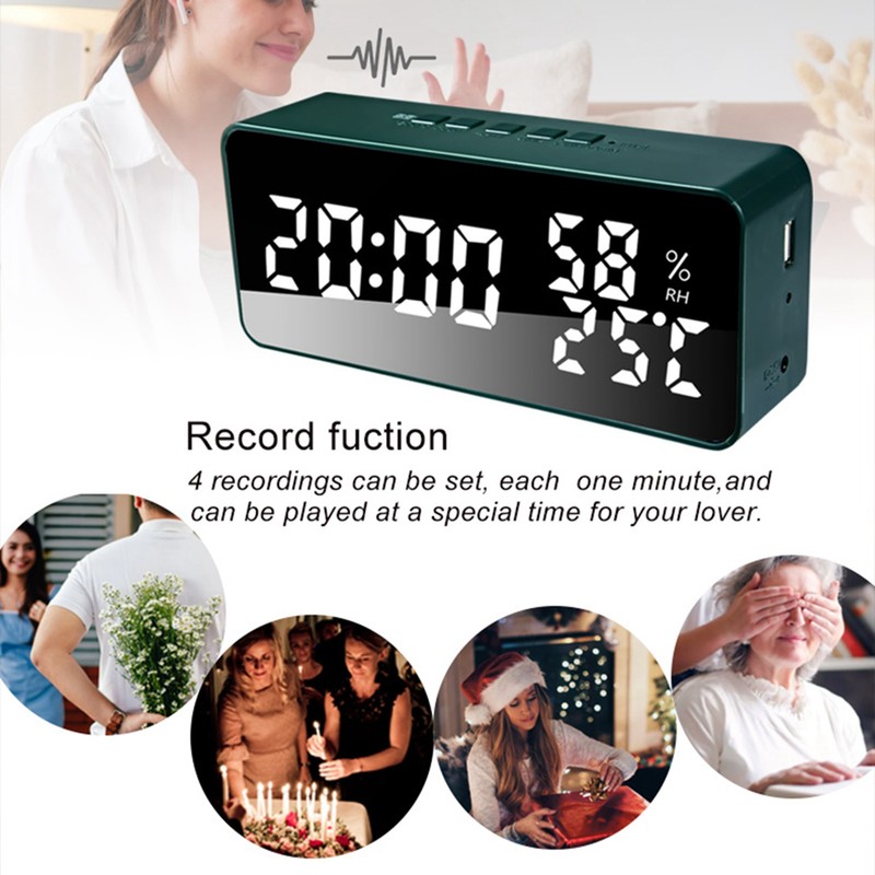 Alarm Clock for Bedroom 5 Alarms LED Display Mirror Desk