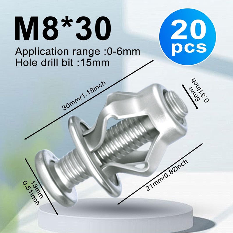Heavy Duty Hollow Wall Anchor Jack Nuts, Zinc Plated Steel,