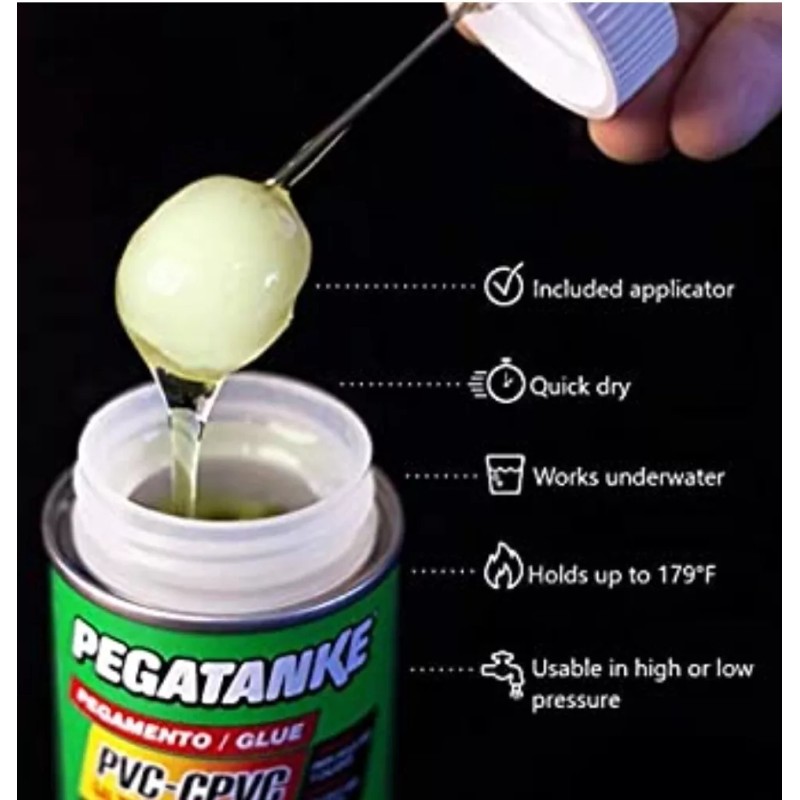 PEGATANKE CLEAR PVC GLUE CPVC ULTRA FAST SETTING UNDER WATER