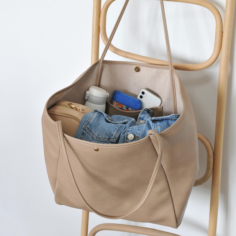 HOXIS Oversize Pu Leather Tote Women Weekender Bag Shopper Handbag