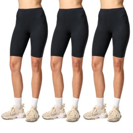 Merry Style MS10-145 Women's Shorts Short Leggings Comfortable Viscose Cycling Shorts, Black/black/black, M
