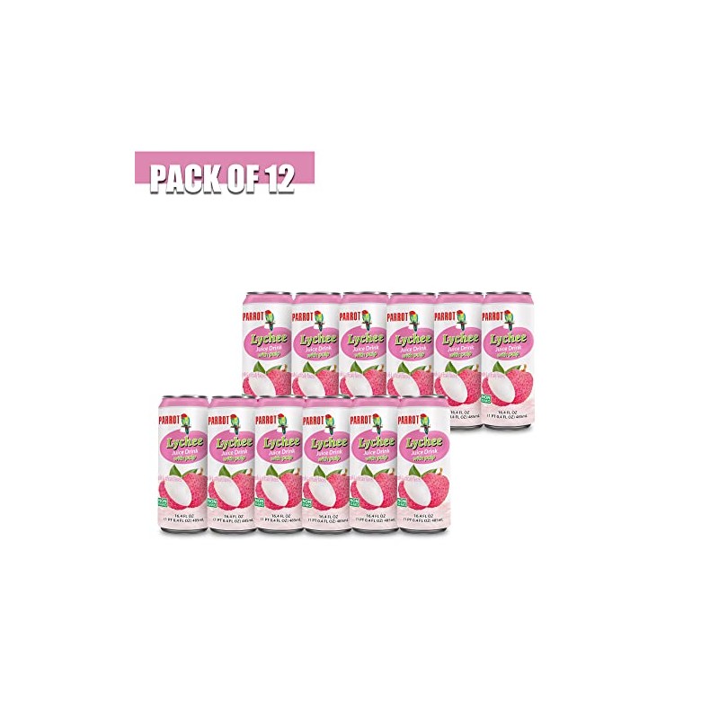Parrot Brand Lychee Juice Drink with Pulp 16.4 fl. oz.（Pack