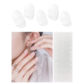 AutyaMee Semi Cured Gel Nail Strips (Clear)-20 PCS Gel Nail Stickers | Gel Nail Wraps | UV Light Required, Salon Quality & Easy to Use