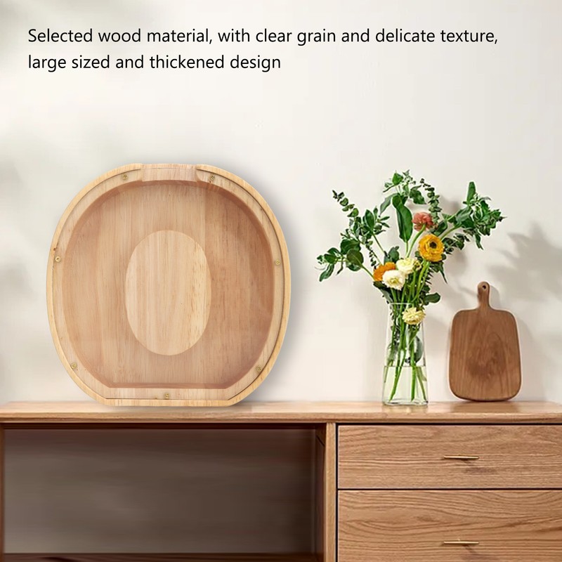 Letter Shaped Piggy Bank Wooden Transparent Panel Portable O Shaped