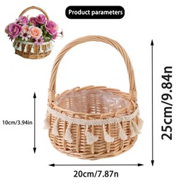 Children's Easter Basket, Wedding Flower Basket with Handle, Flower Basket Wedding Children, Wicker Basket Easter Basket with Handle, Children's Baskets, Basket with Handle, Wicker Baskets, Flower