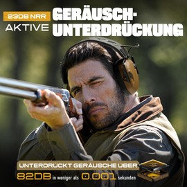 Earmor M300A Electronic Ear Protection Shooting Capsule Ear Muffs Noise Dampening for Hunting Shooting Insulation Value SNR 29dB Dynamic Noise Control Brown