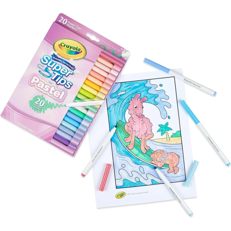 CRAYOLA Pastel- Super Tips Washable Medium Tip Markers - Pack