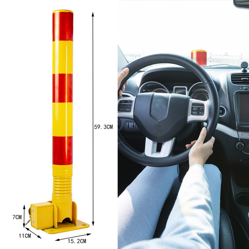 Vechkom Folding Parking Post Parking Barrier Spring Type Thickened Parking
