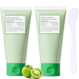 2PCS Green Tomato Clay Mask, Mascarilla de Arcilla de Tomate Verde para Cara, Limpieza Facial Profunda y Minimización de Poros, Hidratante, para Todo 