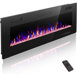 ZAFRO Electric Fireplace 30-inch Ultra-Thin Recessed/Wall Mounted, 750/1500W Heater, Remote Control & Timer, Adjustable Flame Colors & Speed (12 Colors, 5 Speeds), Low Noise