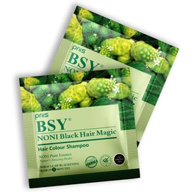 BSY Noni Black Hair Magic Hair color shampoo (12ml x 20 Sachets)|Ammonia Free Hair Colour for men|Natural Black Permanent Hair Dye Shampoo for women| Noni Fruit Hair Dye| 5 Minutes Hair Colour