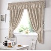 Alan Symonds Gingham Kitchen Curtains Beige Pelmet 136 x 10
