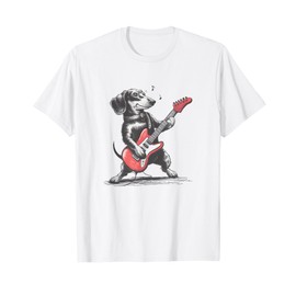 vintage dachshund weenie playing guitar Shirt Funny Dog Love T-Shirt