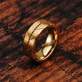 100S JEWELRY Tungsten Carbide Rings For Men Gold Wedding Bands Milgrain Style Beveled Edge Size 6-16 (Tungsten, 11)
