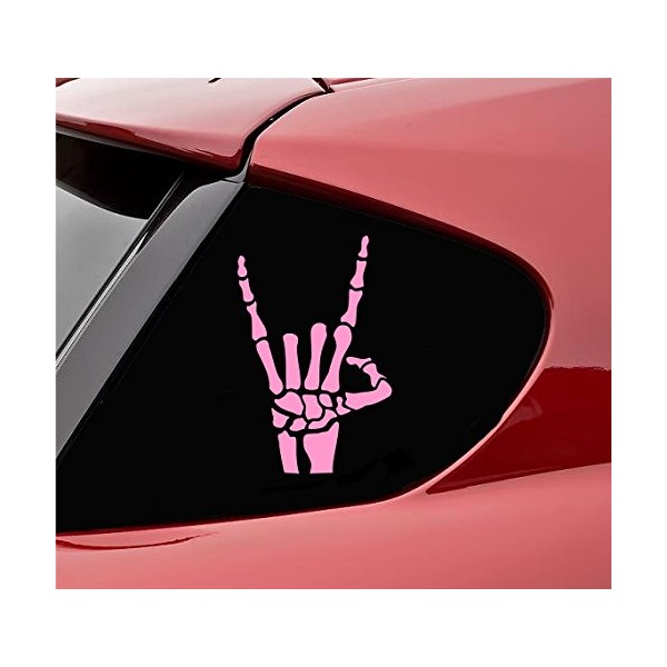 Slap-Art Heavy Metal Skeleton Hand Vinyl Decal Sticker (Soft Pink)