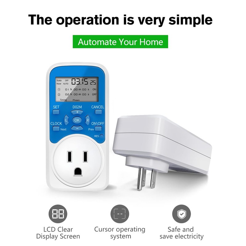 Timer Outlet, Programmable 110V/220V Pump Timer Switch, Minimum Setting by