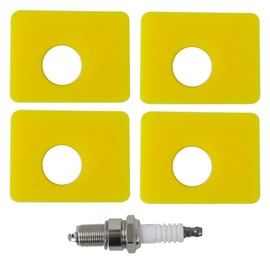 GRABOTE Updated 4-Pack 799579 Air Filter with Spark Plug for Troy Bilt TB110 TB115 TB554 Lawn Mower 300E 450E 500E Series