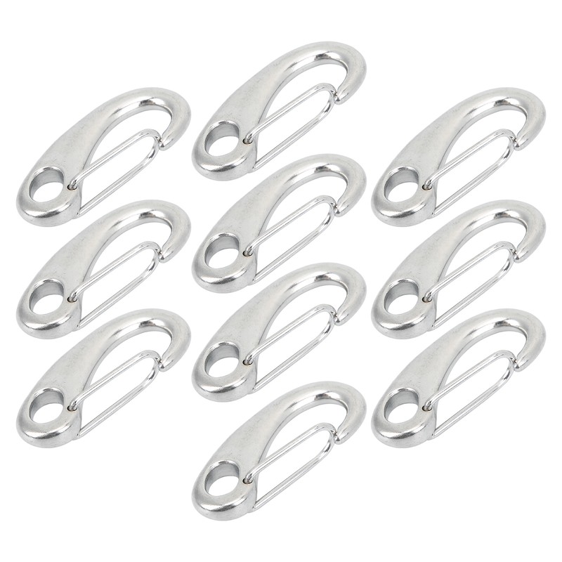 10pcs 50mm Heavy Duty Snap Rope Hook Stainless Steel Spring