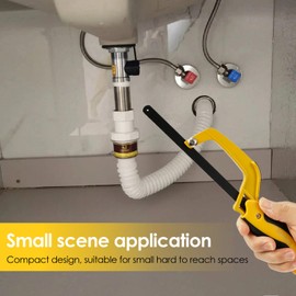 Compact Hacksaw Set Consisting of 1 Aluminum Alloy Hacksaw Frame and 5 Saw Blades for Cutting Metals Wood Plastics Especially Cuts in Tight Hard Reach Spaces..(1)