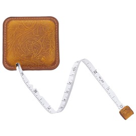 GORGECRAFT 60 Inch/1.5M Crazy Horse Leather Tape Measure Sewing Genuine leather Flower Pattern Retractable Mini Measuring Roll Ruler Soft Square Dual Sided Measurements Tape for Tailor Fabric Clothes