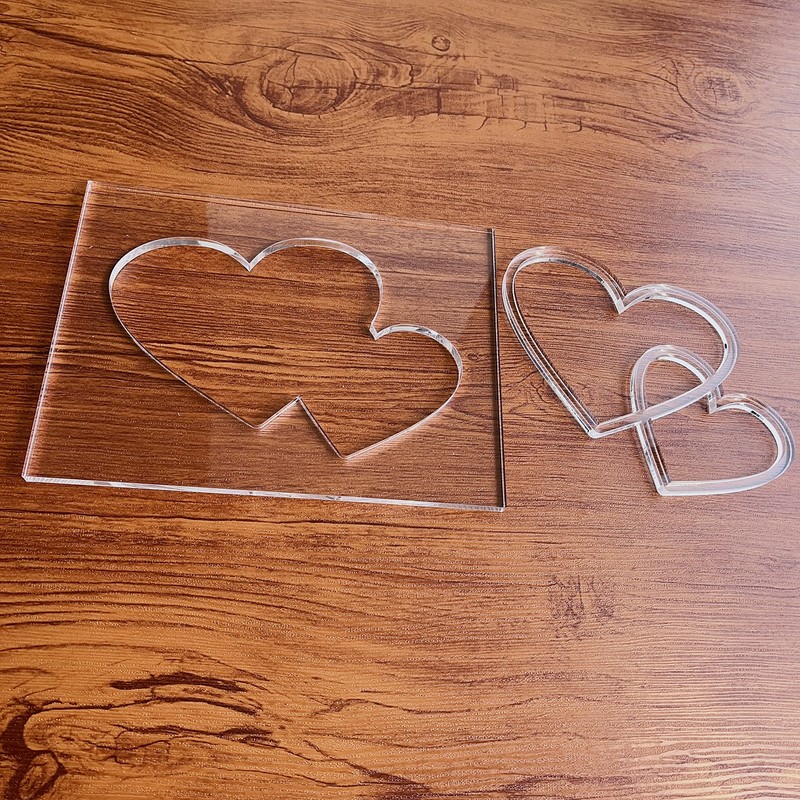 Double Heart Router Template, Clear Acrylic Template, Woodworking Router Template