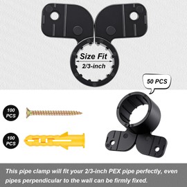 50 Pack 1/2 Inch Suspension Pipe Clamp Pex Clamps Conduit Clamp with Screws for Pex Copper CPVC Tubing Supports Butterfly Style