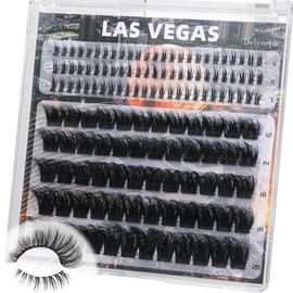 Fluffy Lash Clusters D Curl Thick Volume Eyelash Clusters 12-20 MM Cluster Eyelash Extensions with Bottom Lashes Wispy DIY Lash Extensions Wide Band Cluster Lashes Quick Wear by Delyneph(150D)