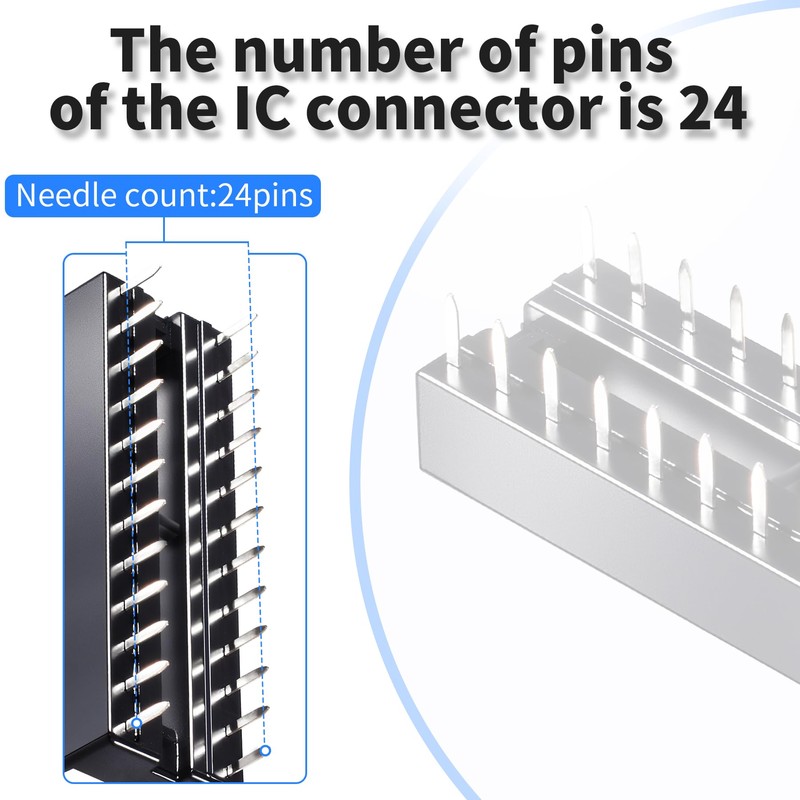 FOCMKEAS 25 Pcs 24 Pin IC Socket,2.54mm Pitch Pins Narrow