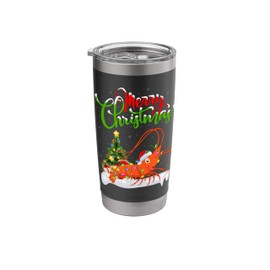 Xmas Tree Lighting Santa Hat Shrimp Fish Christmas Stainless Steel Insulated Tumbler