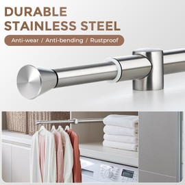 12" Valet Rod for Closet Pull Out, Adjustable Expandable Stainless Steel Valet Rod, Heavy Duty Slide-Out Closet Rod for Hanging Clothes, Suits & Freshly Pressed Items, Silver